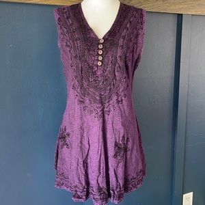 Purple embroidered tank tunic L/XL